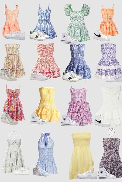 ☆ミ Preppy Beach Dress, Preppy Summer Dresses, Fancy Summer Dresses, Cute Beach Dresses, Cute Dresses Summer, Cute Dresses For Summer, Summer Dress Ideas, Preppy Summer Dress, Cute Nike