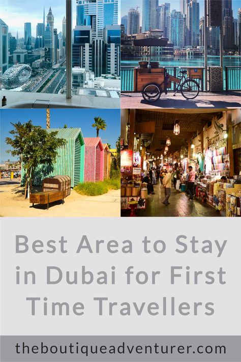 Best Area to Stay in Dubai: Planning your first trip to Dubai? Here is my guide to the best places to stay in Dubai for first time visitors #dubaifirsttimevisitor #stayingindubai #bestplacestostaydubai Where To Stay In Dubai, Dubai Aquarium, Trip To Dubai, Best Travel Insurance, Youth Hostel, Middle East Travel, Time Travelers, Packing Essentials, Dubai Travel