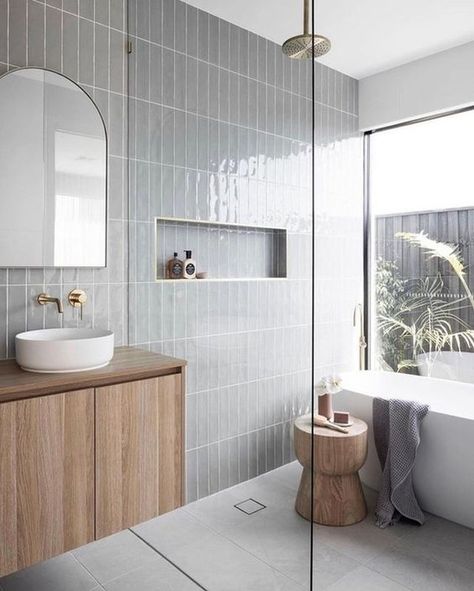 15 Wet Room Ideas That Will Make Your Bathroom Dreams Come True | Hunker Dark Grey Laminate Flooring, Small Wet Room, Brown Laminate Flooring, Walk In Shower Ideas, Wet Room Bathroom, Eclectic Tile, Engineered Timber Flooring, Modern Bathroom Tile, Tile Cladding