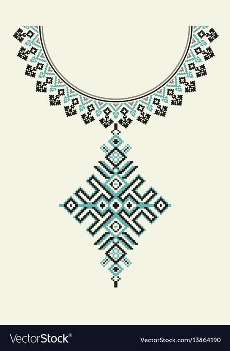 Necklace Embroidery, Jewellery Making Tools, Kutch Work Designs, Cross Stitch Geometric, Geometric Embroidery, Embroidery Neck Designs, Handwork Embroidery Design, Embroidery Designs Fashion, Sewing Embroidery Designs