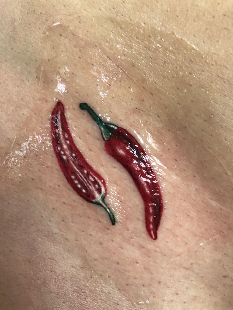 Italian Chilli Tattoo, Red Chilli Tattoo, Small Chili Pepper Tattoo, Chilli Tattoo, Chili Pepper Tattoo, Pepper Tattoo, Tattoos Simple, Traditional Chili, Small Tattoos Simple