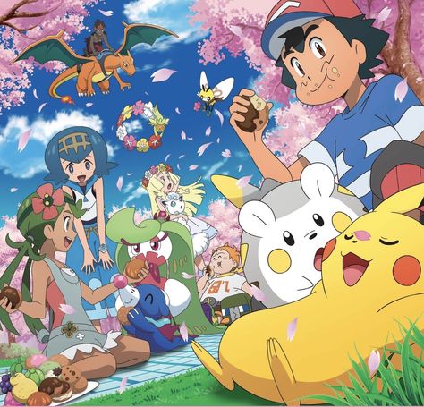 Pokemon Alola Region, Pokemon Mallow, Ash And Friends, Pokemon Wiki, Green Pokemon, Ash Pikachu, Pokemon Adventures Manga, Pokemon Official, Pokemon Poster