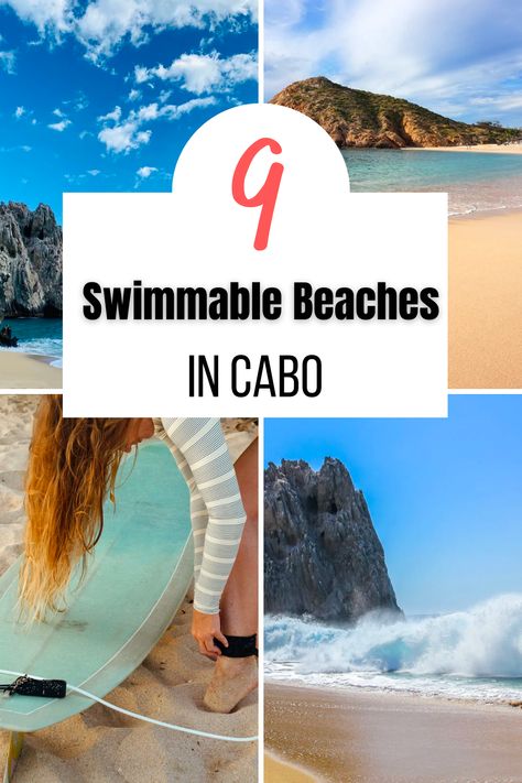 The sparklingly clear waters of Cabo may be beautiful. But when planning a trip to Los Cabos, you need to know that many of its beaches aren’t safe for swimming.So here’s a round-up of the best swimmable beaches in Cabo for you.We’ve also thrown in some safety tips – and we explain the ins-and-outs Cabo Resorts, Cabo Vacation, Cabo Mexico, San Lucas Mexico, Beach Santa, San Jose Del Cabo, Best Resorts, Planning A Trip, San Lucas