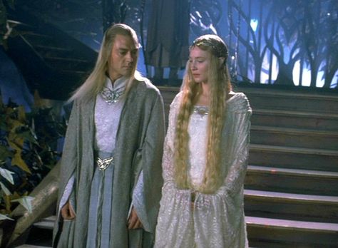 Galadriel and Celeborn - Fellowship of the Ring - Lord of the Rings - Cate Blanchett - Marton Csokas Galadriel And Celeborn, Lotr Elves, J.r.r. Tolkien, Hugo Weaving, Tolkien Elves, Frodo Baggins, Hair Flow, Long Dark Hair, Fellowship Of The Ring