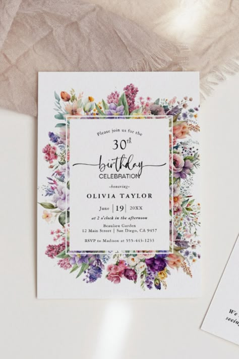 Birthday Party Floral Garden Frame Modern Invitation
Colorful & elegant spring flower & wildflower birthday party any age invitation #thirtybirthday #30thbirthday #elegant #birthday #happybirthday #birthdaycards #birthdayparty #floral Garden Birthday Party Invitations, Wildflower Birthday Party, Flower Birthday Invitations, Floral Birthday Party Invitations, Wildflower Birthday, Bday Decor, Garden Party Invitations, 60th Bday, Floral Birthday Invitations