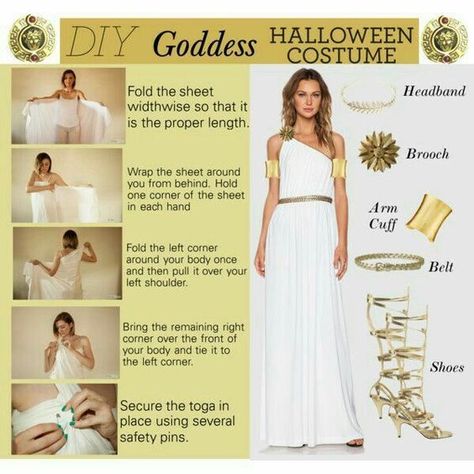 Diy Toga, Greek Goddess Costume Diy, October Dresses, Goddess Costume Diy, Greek Toga, Goddess Halloween Costume, Roman Toga, Goddess Halloween, Greek Party