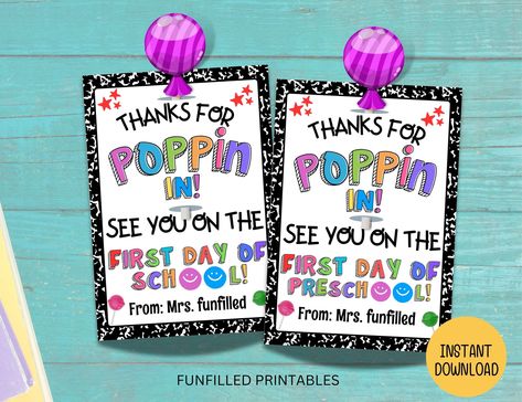 Thanks for Popping In Tag, Meet The Teacher Student Gift Tag, Lollipop Tag, Open House Gift, Back To School Student Welcome Gift, Candy Gift Student Welcome Gifts, Open House Treats, Open House Gift, Treats Gifts, Student Gift Tags, Lollipop Holder, Teacher Gift Tags, School Treats, Meet The Teacher