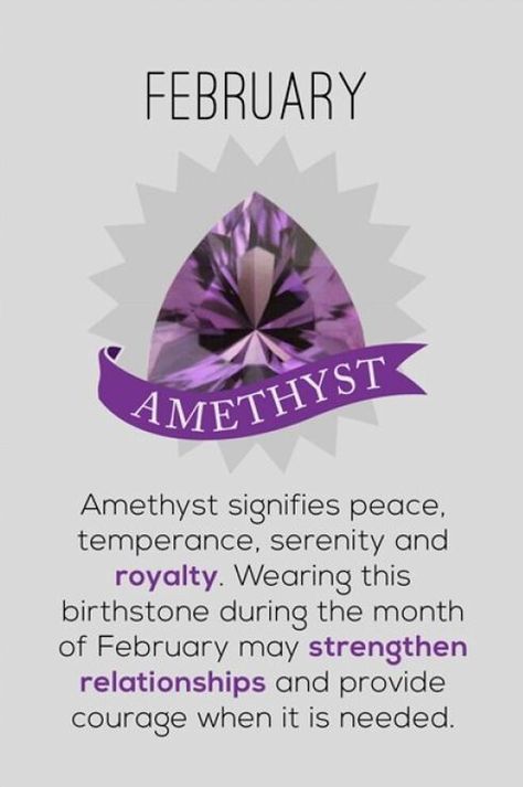 February 's Birthstone - Amethyst | Midas Diamond Jewellers Zodiac Birthstones, Birthday Month Quotes, Birth Month Quotes, Name Astrology, Fire Zodiac, Universe Energy, Month Meaning, Birth Stones Chart, February Baby