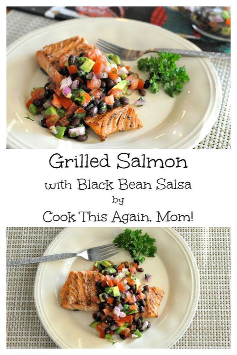 Grilled Salmon with Black Bean Salsa. With the combination of salmon, black beans and avocado, this was a meal in itself. No side dish needed! Delicious! Salmon Black Beans, Steak Sides, Publix Recipes, Black Bean Salsa, Bean Salsa, Quick Dinner Ideas, Healthy Summer Dinners, Salmon Dinner, Easy Family Recipes