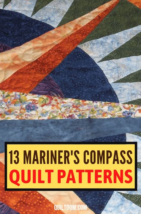 As a fan of traditional quilt patterns, one unique and fun quilt to make is a mariner's compass. Discover some mariner's compass quilt patterns in this post. Free Modern Quilt Patterns, Paper Peicing Patterns, Contemporary Quilting, Compass Quilt, Free Baby Quilt Patterns, Camper Quilt, Chevron Quilt Pattern, Mariners Compass Quilt, Compass Star