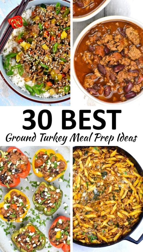 Ground turkey meal prep recipes pin. Delicious Ground Turkey Recipes, Italian Seasoned Ground Turkey Recipes, Dinners To Make With Ground Turkey, Ground Turkey Bowls Meal Prep, Ground Turkey Mediterranean Recipes, Ground Turkey Lunch, Seasoning For Ground Turkey, Ground Turkey And Peppers, Meal With Ground Turkey