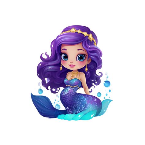 Cute Mermaid Clipart, Mermaid Printables, Mermaid Purple, Mermaid Vector, Princess Png, Mermaid Clipart, Big Eyes Doll, Mermaid Pink, Mermaid Pictures