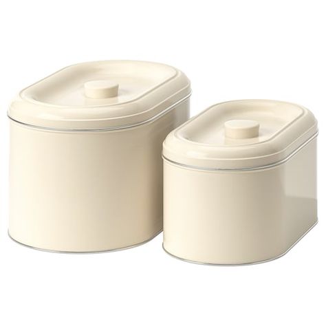 IKEA BERÖMLIG Storage tin with lid, set of 2 Storage Tin, Ikea Website, Ikea 365, Food Storage Organization, Medicine Storage, Tidy Kitchen, Laundry Products, Food Jar, Small Storage