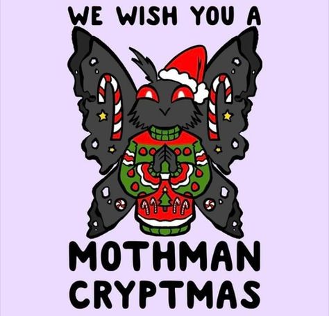 Cute Mothman, Cryptid Core, Creepy Christmas, Goth Art, Ghost Hunting, Spooky Scary, Wallpaper Images, Holiday Humor, Gravity Falls