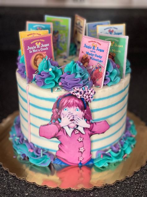 The B stands for Beatrice. I love everything about this cake we made this weekend! Junie B Jones Birthday Party, Junie B Jones Party, Junie B Jones, Monkey Cake, Cakes And Cupcakes, Home Bakery, Party Animal, Panama City, 7th Birthday