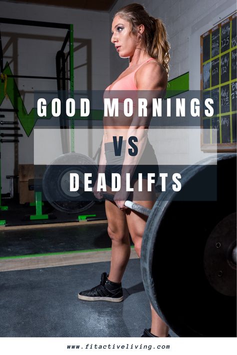 Good Mornings vs Deadlifts - There are a multitude of full body exercises out there, but deadlifts and good mornings are definitely high in the rankings for a variety of reasons. They work a variety of muscle groups in both your upper and lower body. They help with posture, injury prevention, muscle gain, and so much more. Click here to learn more about the differences in good mornings vs deadlifts! Rdl Vs Good Morning, Dead Lifts With Dumbbells, Benefits Of Deadlifts For Women, Proper Form For Deadlifts, Deadlifts With Dumbbells, Romanian Deadlift Vs Stiff Leg Deadlift, Full Body Exercises, Good Mornings Exercise, Health Fitness Nutrition