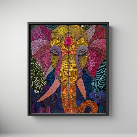 Indian Folklore Art, Gopuram Painting, Gond Art Paintings, Indian Digital Art, Elephant Painting Canvas, Indian Contemporary Art, Gond Art, Modern Indian Art, Gond Painting