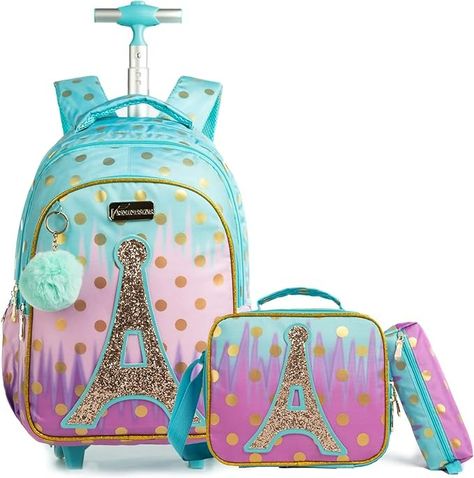 Amazon.com | Egchescebo School Bags Kids Rolling Backpack for Girls Luggage Suitcase With Wheels Trolley Wheeled Backpacks for Girls Travel Bags 3PCS Cat Backpack With Lunch for kids Sky Blue Bags | Kids' Backpacks Kettle Design, Kids Rolling Backpack, Girls Luggage, Suitcase Backpack, School Bookbags, Rolling Backpack, Backpack With Wheels, Cat Backpack, Sac Lunch