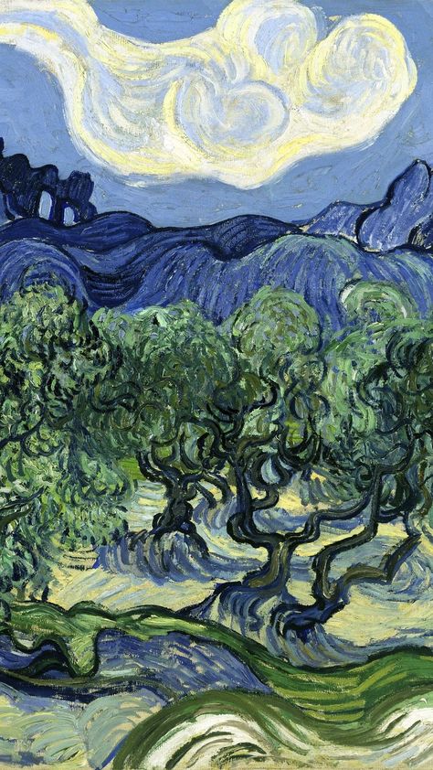 Van Gogh iPhone wallpaper, still | Premium Photo Illustration - rawpixel Iphone Wallpaper Van Gogh, Van Gogh Iphone Wallpaper, Wallpaper Van Gogh, Van Gogh Olive Trees, Van Gogh Wallpaper, Van Gogh Landscapes, Klimt Art, Van Gogh Paintings, Van Gogh Art