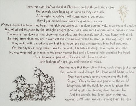 'Twas the night before Christmas - stable version Christmas Devotions, Christmas Knitting Projects, Christmas Sunday School, Christmas Sunday, Christmas Devotional, Christmas Verses, Nativity Story, Childrens Poems, Christmas Sayings