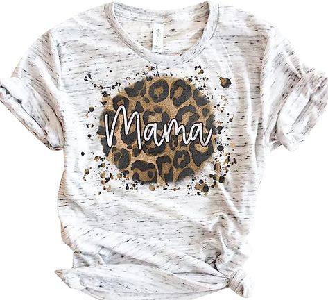 Mama Shirt for Women Leopard Print Mom Life Tops Tee Casual Short Sleeve Mommy Gifts Shirts Top Mom Graphic Tees, Mommy Gift, Cute Shirt Designs, Mama T Shirt, Vinyl Shirts, Mama Sweatshirt, Shirt For Women, Mama Shirt, Clothing Co