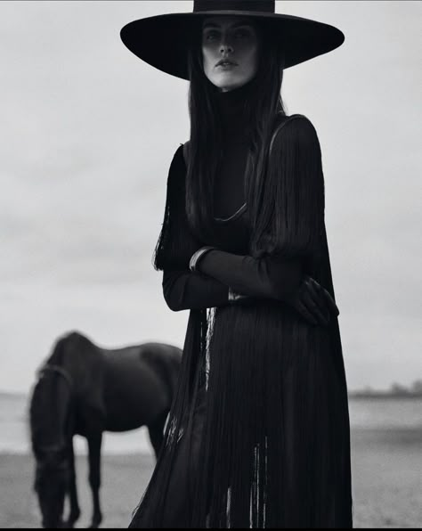 Shadow Editorial, Sarah Brannon, Editorial Photo Shoot, Sebastian Kim, Equine Fashion, Horse Fashion, Black Witch, Modern Witch, Photo Projects