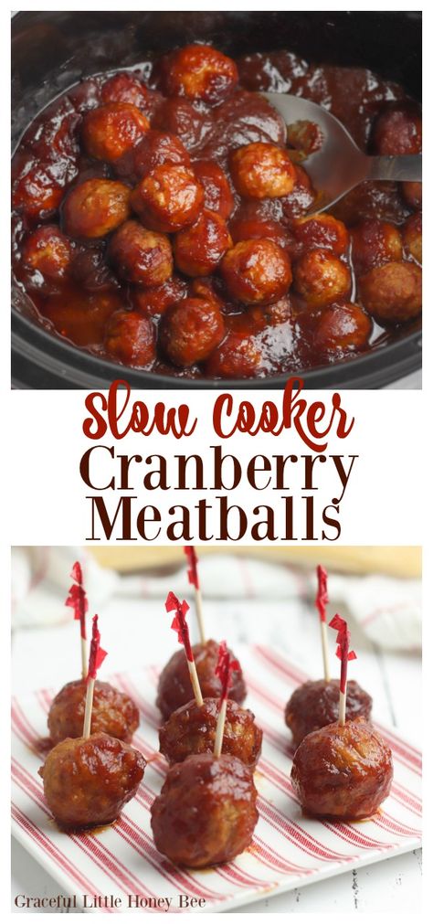 Cranberry Meatballs, Slow Cooker Appetizers, Delicious Holiday Desserts, Crockpot Appetizers, Holiday Appetizers Recipes, Appetizer Meatballs, Slow Cooker Meatballs, Easy Holiday Recipes, Slow Cooking