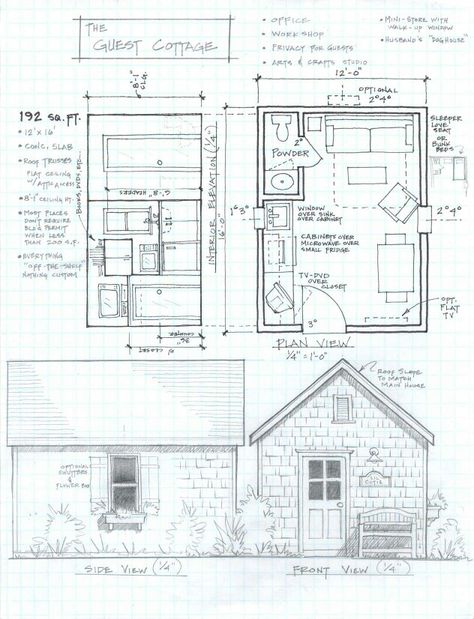 192 sq ft floor plan Small Cabin House Plans, Tiny Cabin Plans, Small Cabin House, Building A Small Cabin, Display Visual Merchandising, Loft Floor Plans, Small Cabin Plans, House Plan With Loft, 1000 Sq Ft