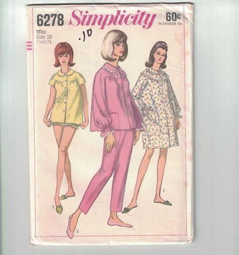 Sewing Ephemera, Nightgown Pattern, Sewing Vintage, Vintage Pajamas, Pajama Pattern, Mid Century Fashion, Modern Sewing Patterns, Best Pajamas, Womens Sewing Patterns