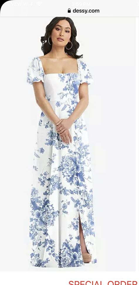 Patterned Bridesmaid, Patterned Bridesmaid Dresses, Blue Flower Dress, Events Center, Cottage Rose, Dusk Blue, Floral Bridesmaid Dresses, Blue Bridesmaid Dress, Floral Bridesmaid