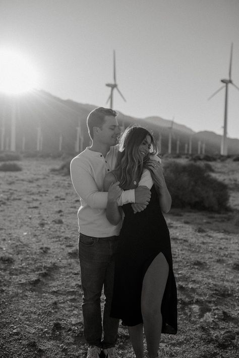 palm-springs-windmill-farm-engagement-session-asha-bailey-photography Windmill Photoshoot, Trending Poses, Anniversary Picture Ideas, Asha Bailey, Farm Photoshoot, Photoshoot Spring, Farm Estate, Dreamy Sunset, Intimate Engagement