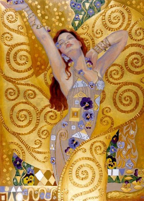 Art Klimt, Gustav Klimt Art, Klimt Paintings, Klimt Art, Modern Landscape, Gold Leaf Painting, Paul Gauguin, Art Et Illustration, Arte Fantasy