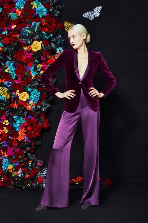 alicia + olivia (nyc) Mode Purple, Purple Suit, Homecoming Outfit, Purple Outfit, Purple Suits, Velvet Suit, Purple Pants, Women Fashion Edgy, Velvet Fashion