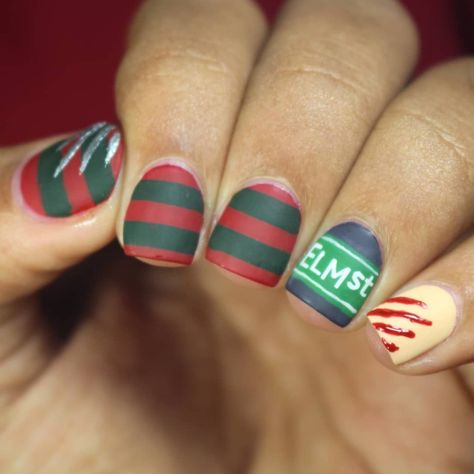 Nightmare On Elm Street Nails, Elm Street Nails, Special Nails, A Nightmare On Elm Street, Nails Halloween, Street Nails, Halloween Nail, Elm Street, Nightmare On Elm Street