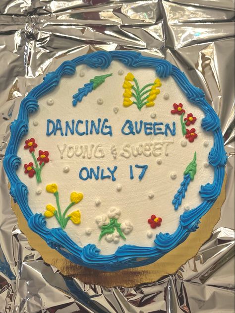 birthday cake idea; 17 with flowers Fourteenth Birthday Cake, Young And Sweet Only 17 Cake, Only 17 Cake, Dancing Queen Cake, Young And Sweet Only 17, 17 Cake, Fourteenth Birthday, Queen Cake, 17 Birthday