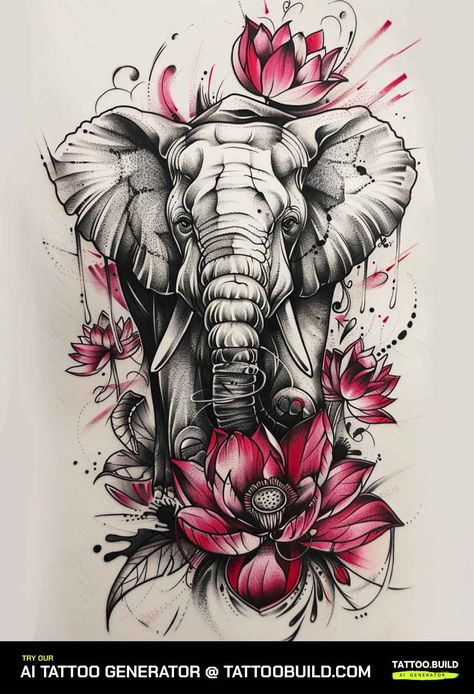 Elephant Tattoos For Females - Tattoo Build Elephant Thigh Tattoo, Elephant Tattoo Meaning, Tattoos For Females, Thigh Tattoos For Women, African Tattoo, Winning Tattoo, Elephant Tattoo Design, Flower Tattoo Shoulder, Tattoo Shows