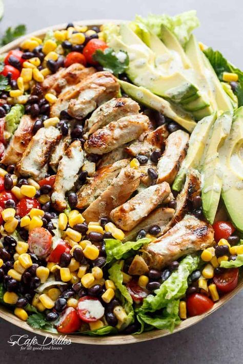 South Western Chicken Salad, South Western Salad Recipe, Low Fat Summer Meals, Easy Low Fat Dinners, South Western Salad, Low Fat Meals For Gallbladder, Low Fat Lunch Ideas, Low Saturated Fat Recipes, Low Colestoral Food Recipes