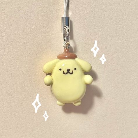 Greetings from Pompompurin!🥞 ૮ ・ﻌ・ა . . . . . . . . . . . #clay #polymerclay #keychain #phonecharm #clayart #claycreations #clayartist #claysculpture #clayfigure #claycharm #polymerclayartist #polymerclaycreations #smallbusiness #smallartist #polymerclayartist #explore #clayjewelry #claycharm #claykeychain #clayphonecharm #smallbusinessowner #sanrio #pompompurin #hellokitty #hellokittyandfriends #pompompurincafe Pompompurin Polymer Clay, Sanrio Clay Keychain, Mini Clay Keychains, Clay Crafts Sanrio, Clay Pompompurin, Uncomfy Co Clay Art, Pompompurin Crafts, Keychains With Clay, Polymer Clay Keychain Ideas