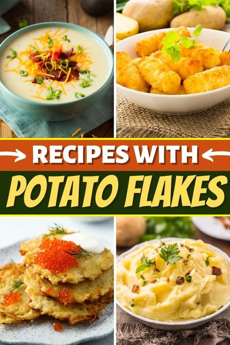 Try these recipes with potato flakes for quick, delicious side dishes! From soup to chicken to potato puffs, you'll love these tasty dishes. Potato Soup With Potato Flakes, Instant Potato Flake Soup, Mashed Potato Flakes Recipes, Recipes Using Instant Potato Flakes, Recipes With Potato Flakes, Recipes Using Potato Flakes, Instant Potato Flakes Recipes, Recipes Using Instant Mashed Potato Flakes, Instant Potato Recipes