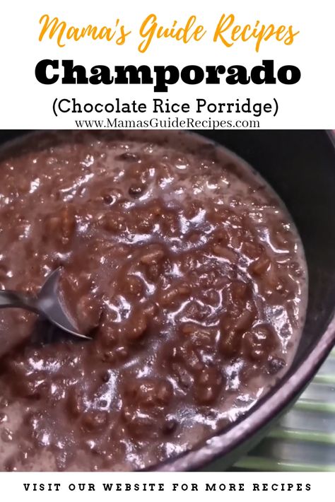 Chamorro Chocolate Rice, Filipino Champorado Recipe, Champorado Filipino Recipe, Chamorro Desserts, Champorado Filipino, Champorado Recipe, Pata Recipe, Pinoy Merienda, Chamorro Food