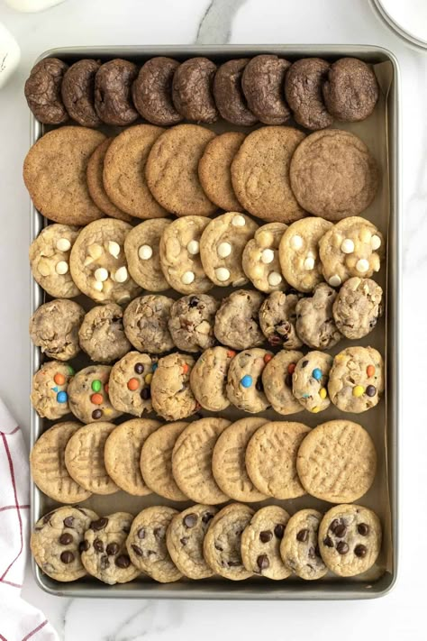 One Cookie Dough, Seven Possible Flavors 1 Dough Multiple Cookies, Basic Cookie Dough Recipe, Simple Cookie Dough Recipe, Cookie Base Recipe, Freezer Cookies, Flourless Peanut Butter Cookies, Cookie Base, Basic Cookies, Cookie Dough Recipes