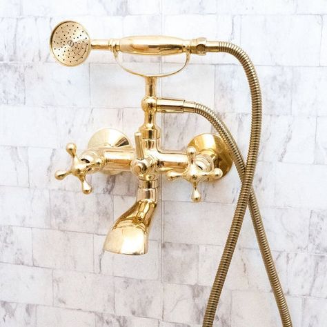 Brass Shower Fixtures, Detachable Shower Head, Bathtub Filler, Rain Shower System, Brass Shower Head, Wall Mount Tub Faucet, Roman Tub Faucets, Simple Cross, Shower Fixtures