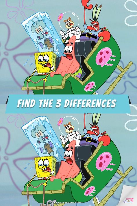 Can you find the difference in this Spongebob puzzle? Test how good your eyesight is through these 10 find the difference pictures. Spongebob and Patrick | Spongebob Squarepants | Can You Find the Difference | Difficult Find the Difference Picture | Easy Find the Difference | Find the Difference Puzzles Find Differences Pictures Difficult, Find The Difference Pictures, Spot The Difference Puzzle, Patrick Spongebob, Spot The Difference Games, Find The Difference, Rebus Puzzles, Spongebob And Patrick, Office Board