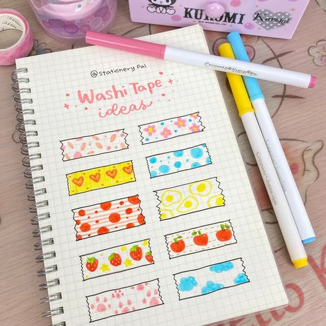 Washi Tape Ideas Scrapbooking, Kawaii Banner, Crafts Pictures, Coloring Patterns, Washi Tape Journal, Bullet Journal Font, Paper Art Design, Bond Paper Design, Journal Fonts