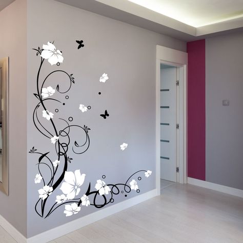 Butterfly Vine, Butterfly Wall Decals, Diy Wand, Wall Decals For Bedroom, Vine Wall, Tree Wall Stickers, Wall Paint Designs, Flower Wall Stickers, Removable Wall Stickers