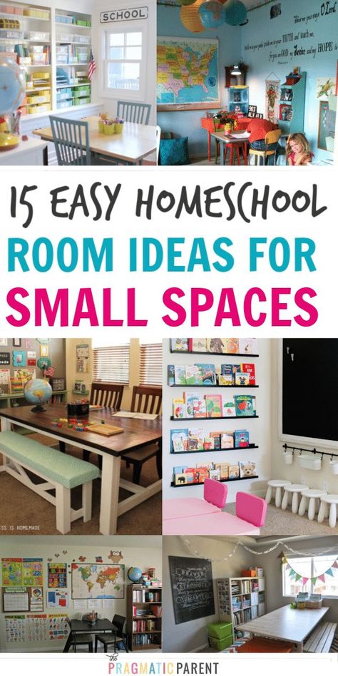 Setup your homeschool classroom, with a small room or a lot of space. Basics of a homeschool classroom & 15 small space homeschool setup ideas to inspire. #homeschool #homeschoolroom #homeschooling #homeschoolsetup #homeschoolspace #homeschoolroomideas Homeschool Setup Small Spaces, Home School Aesthetic, Cozy Homeschool Room, Homeschooling Aesthetic, Small Space Homeschool, Homeschool Organization For Small Spaces, Homeschool Classroom Setup, Preschool Homeschool Room, Homeschool Aesthetic