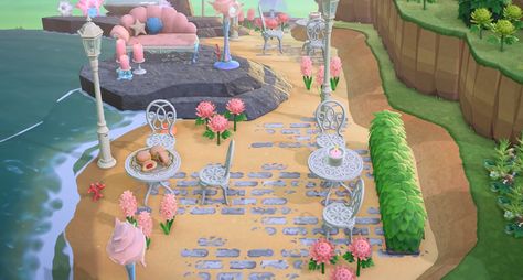 Acnh Beach, Pink Island, Mini Aquarium, Animal Crossing 3ds, Animal Crossing Guide, Happy Home Designer, Beach Flowers, Cherry Blossom Branch, Ideas For Decorating