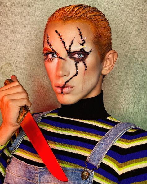 Halloween makeup for men - CHUCKY Halloween Makeup For Men, Chucky Makeup, Badass Halloween Costumes, Chucky Costume, Chucky Halloween, Eye Ideas, Horror Classics, 2023 Halloween, No Sleep