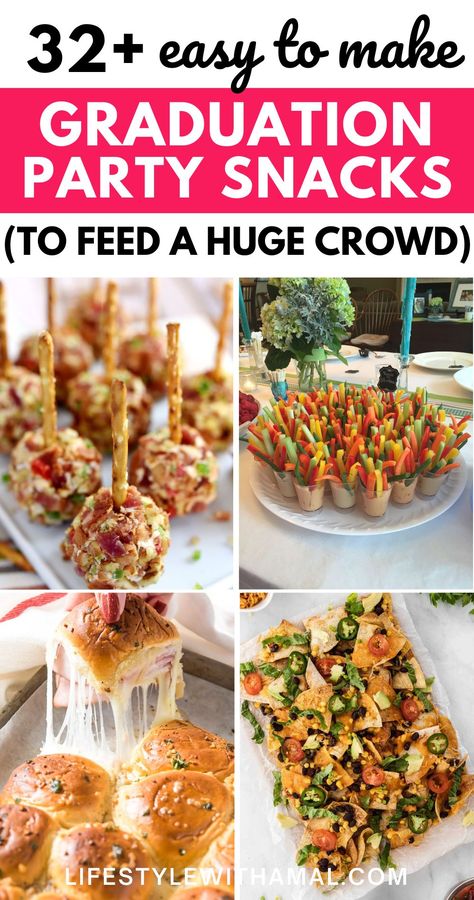 Whether you are looking for high school graduation party snack appetizers or college graduation snacks, here are all the best snacks to serve that will impress everyone that attends your party! Seriously, not only are the easy and quick to make, but will keep everyone entertained and full! Snacks For Grad Party, Finger Foods For 21st Birthday Party, Snack Ideas For Graduation Party, Pre Homecoming Snacks, Graduation Party 2024 Ideas, Graduation Party Dips, Prom Finger Food Ideas, Healthy Graduation Party Food, Veggie Tray Graduation Party