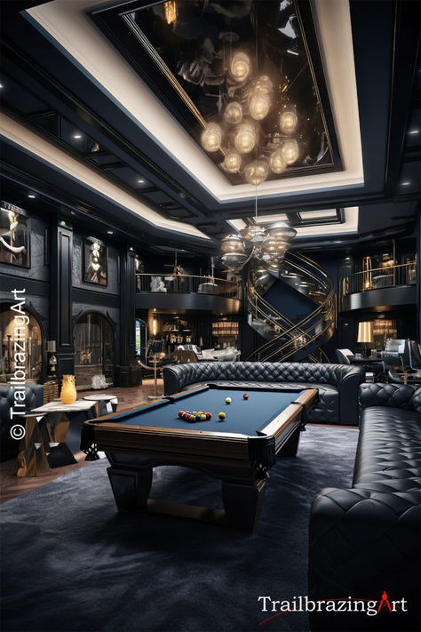 Ready for a design upgrade? Our 2024 collection has everything you need to elevate your space. Game Room Luxury, Modern Mancave, Mafia House Aesthetic, Modern Man Cave, Snooker Room, Gaming Environment, Home Bar Rooms, Man Cave Room, Man Cave Home Bar